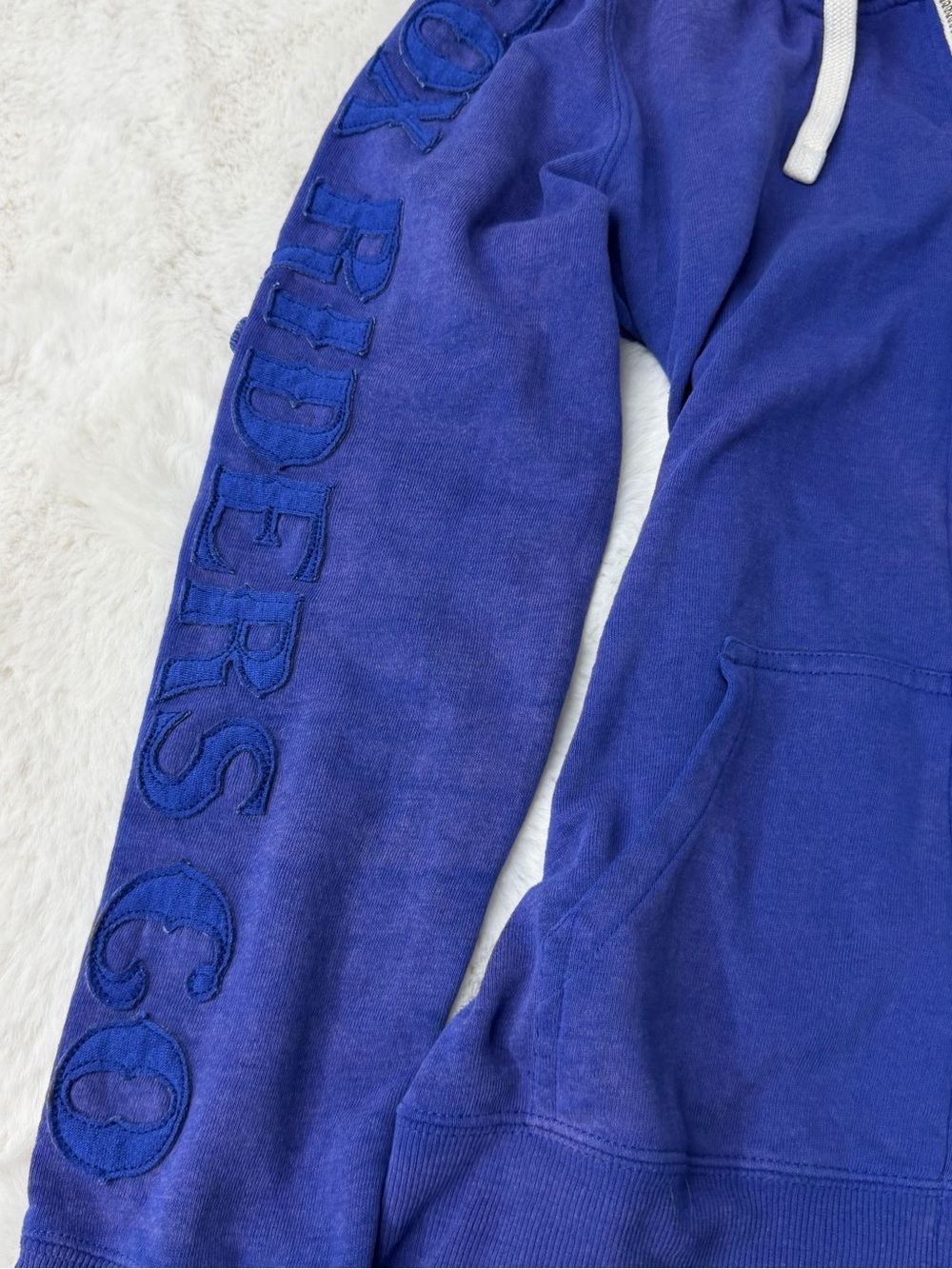 Fox Royal Blue Zip-Up Hoodie with White Drawstrings - Picture 3 of 8